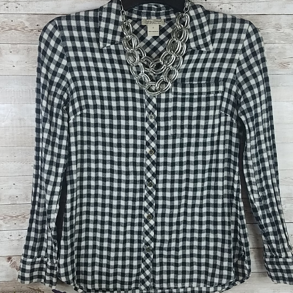 Lucky Brand, 0005, Black/White checkered top, Sz S - Picture 10 of 11